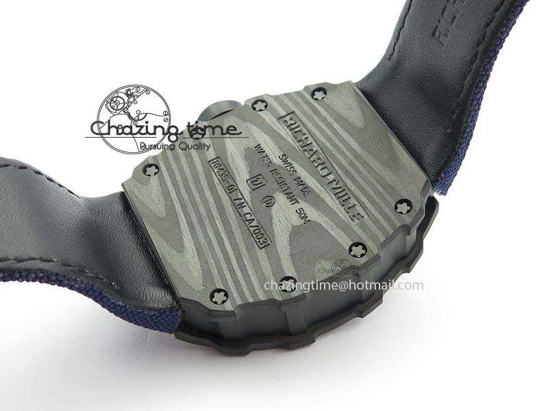 RM 035 Forge Carbon Blue Inner Bezel Skeleton Dial On Blue Nylon Strap MIYOTA9015
