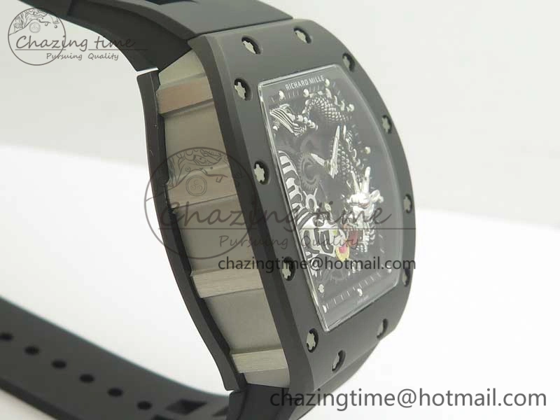 RM 51-01 Black Ceramic Tiger & Dragon KVF Best Edition on Black Rubber Strap MIYOTA8215