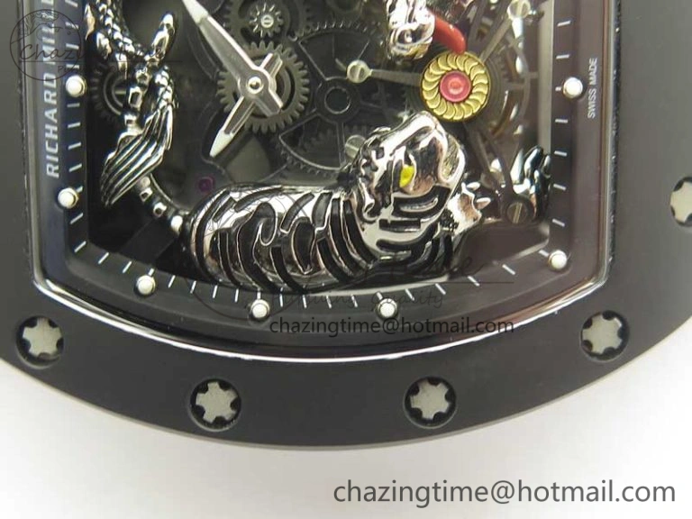 RM 51-01 Black Ceramic Tiger & Dragon KVF Best Edition on Black Rubber Strap MIYOTA8215