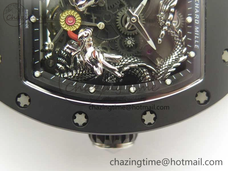 RM 51-01 Black Ceramic Tiger & Dragon KVF Best Edition on Black Rubber Strap MIYOTA8215