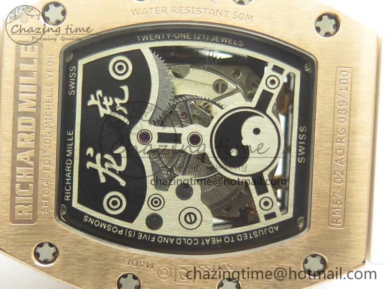 RM 51-01 RG Tiger & Dragon Diamonds Bezel KVF Best Edition on Rubber Strap MIYOTA8215