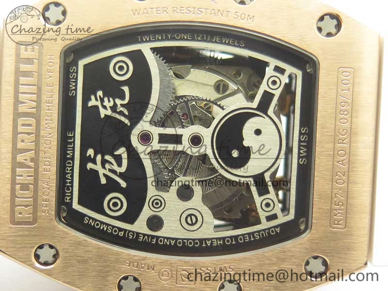 RM 51-01 RG Tiger & Dragon Diamonds Bezel KVF Best Edition on Rubber Strap MIYOTA8215