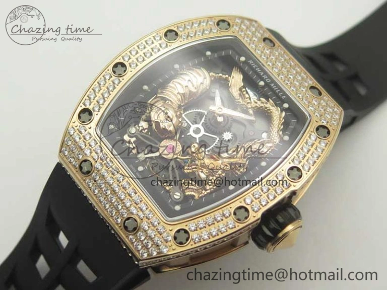 RM 51-01 RG Tiger & Dragon Diamonds Bezel KVF Best Edition on Rubber Strap MIYOTA8215