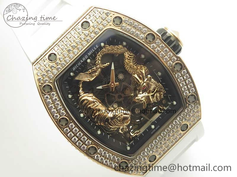 RM 51-01 RG Tiger & Dragon Diamonds Bezel KVF Best Edition on Rubber Strap MIYOTA8215