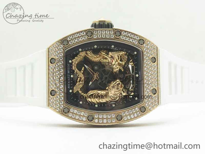 RM 51-01 RG Tiger & Dragon Diamonds Bezel KVF Best Edition on Rubber Strap MIYOTA8215
