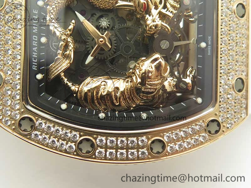 RM 51-01 RG Tiger & Dragon Diamonds Bezel KVF Best Edition on Rubber Strap MIYOTA8215