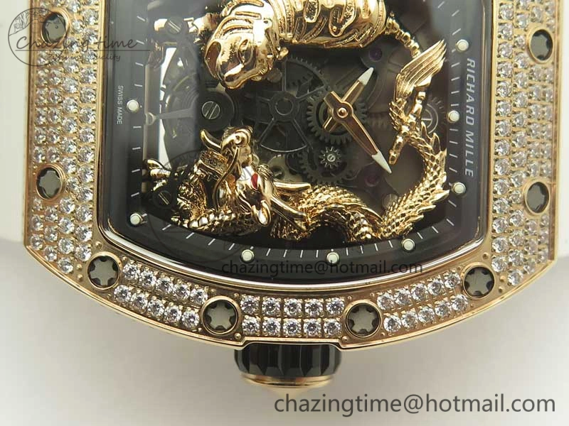 RM 51-01 RG Tiger & Dragon Diamonds Bezel KVF Best Edition on Rubber Strap MIYOTA8215