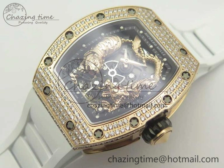 RM 51-01 RG Tiger & Dragon Diamonds Bezel KVF Best Edition on Rubber Strap MIYOTA8215
