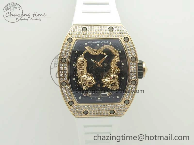 RM 51-01 RG Tiger & Dragon Diamonds Bezel KVF Best Edition on Rubber Strap MIYOTA8215