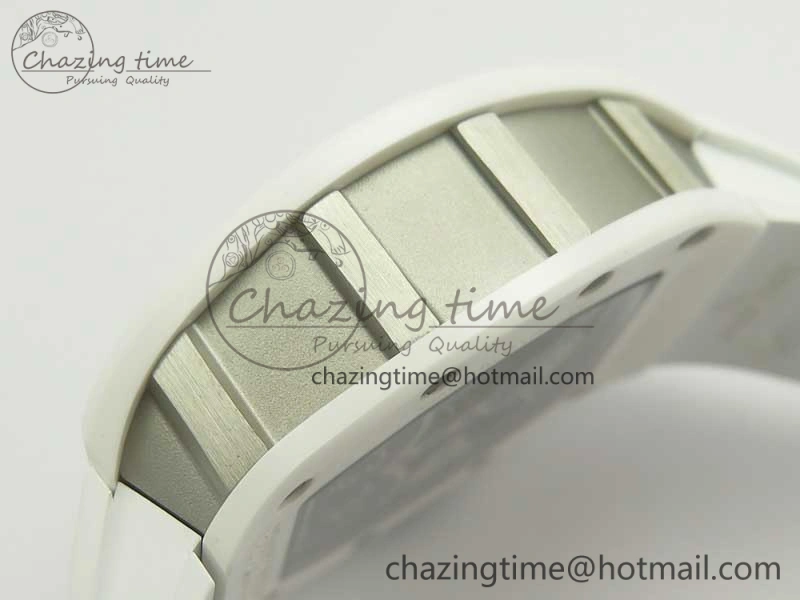 RM 51-01 White Ceramic Tiger & Dragon KVF Best Edition on White Rubber Strap MIYOTA8215