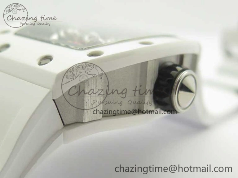RM 51-01 White Ceramic Tiger & Dragon KVF Best Edition on White Rubber Strap MIYOTA8215