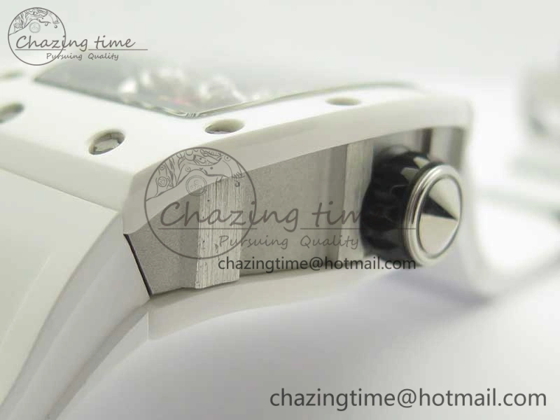 RM 51-01 White Ceramic Tiger & Dragon KVF Best Edition on White Rubber Strap MIYOTA8215