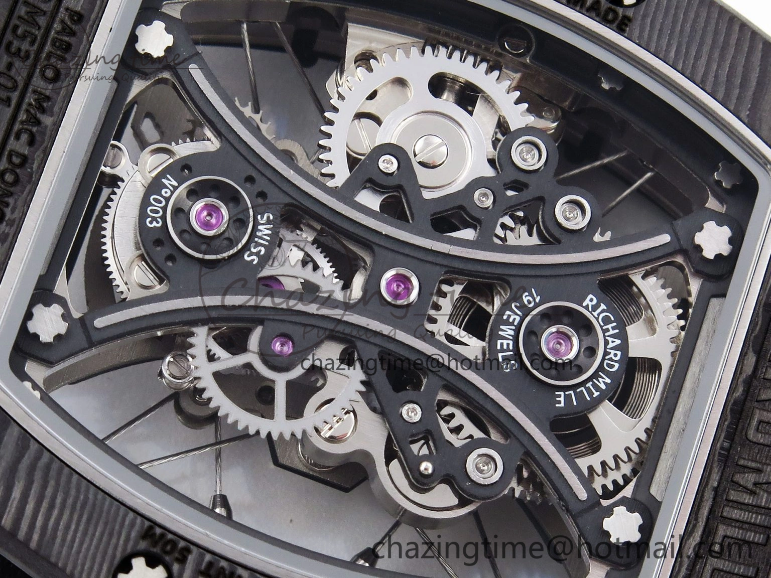 RM 53-01 Real Tourbillon Pablo Mac Donough 3KF Best Edition on Blue Rubber Strap