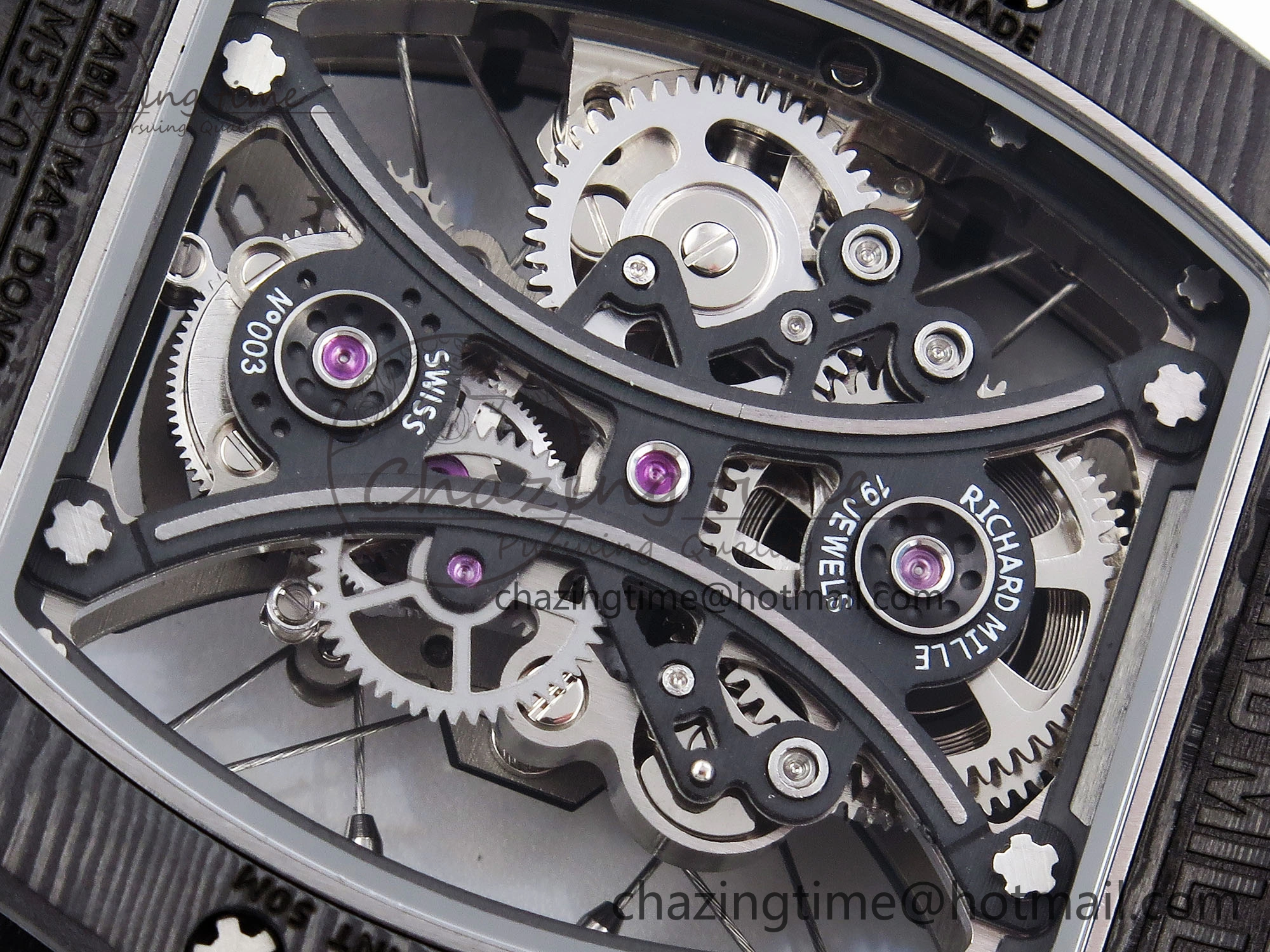 RM 53-01 Real Tourbillon Pablo Mac Donough 3KF Best Edition on Blue Rubber Strap