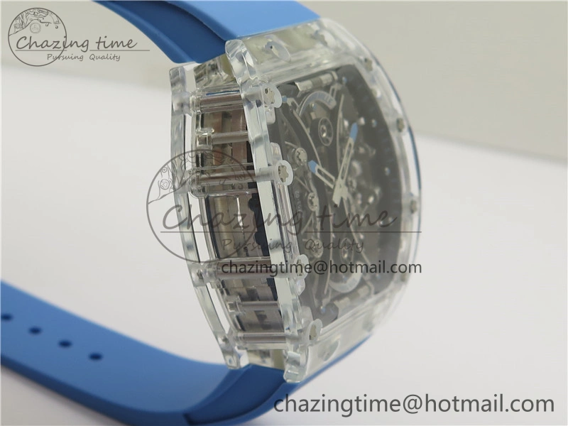 RM 53-01 Transparent Case Real Tourbillon Pablo Mac Donough JBF Best Edition on Blue Rubber Strap V2
