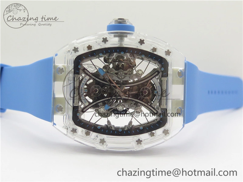 RM 53-01 Transparent Case Real Tourbillon Pablo Mac Donough JBF Best Edition on Blue Rubber Strap V2