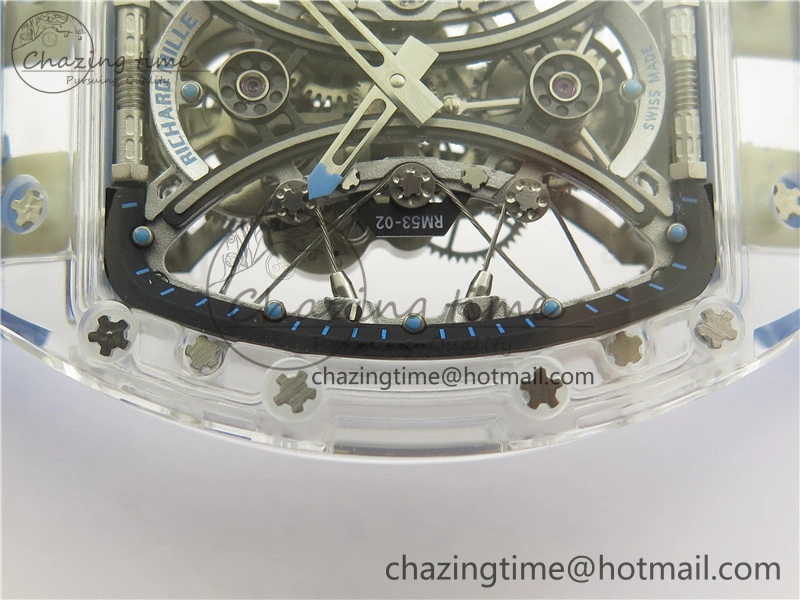 RM 53-01 Transparent Case Real Tourbillon Pablo Mac Donough JBF Best Edition on Blue Rubber Strap V2