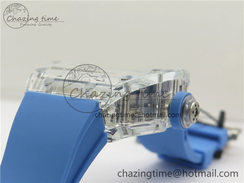 RM 53-01 Transparent Case Real Tourbillon Pablo Mac Donough JBF Best Edition on Blue Rubber Strap V2