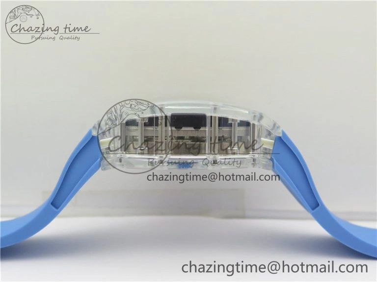 RM 53-01 Transparent Case Real Tourbillon Pablo Mac Donough JBF Best Edition on Blue Rubber Strap V2