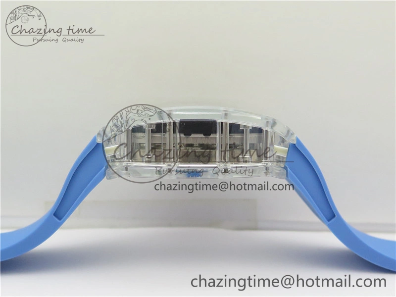 RM 53-01 Transparent Case Real Tourbillon Pablo Mac Donough JBF Best Edition on Blue Rubber Strap V2