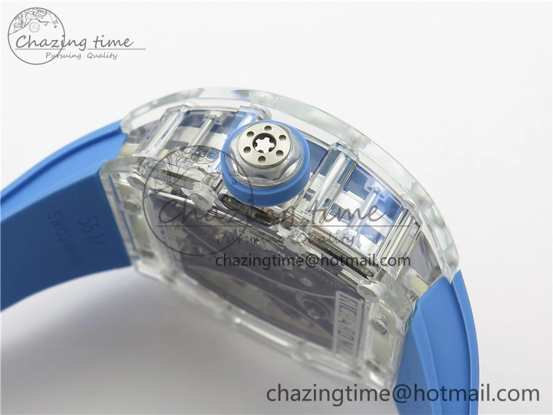 RM 53-01 Transparent Case Real Tourbillon Pablo Mac Donough JBF Best Edition on Blue Rubber Strap V2