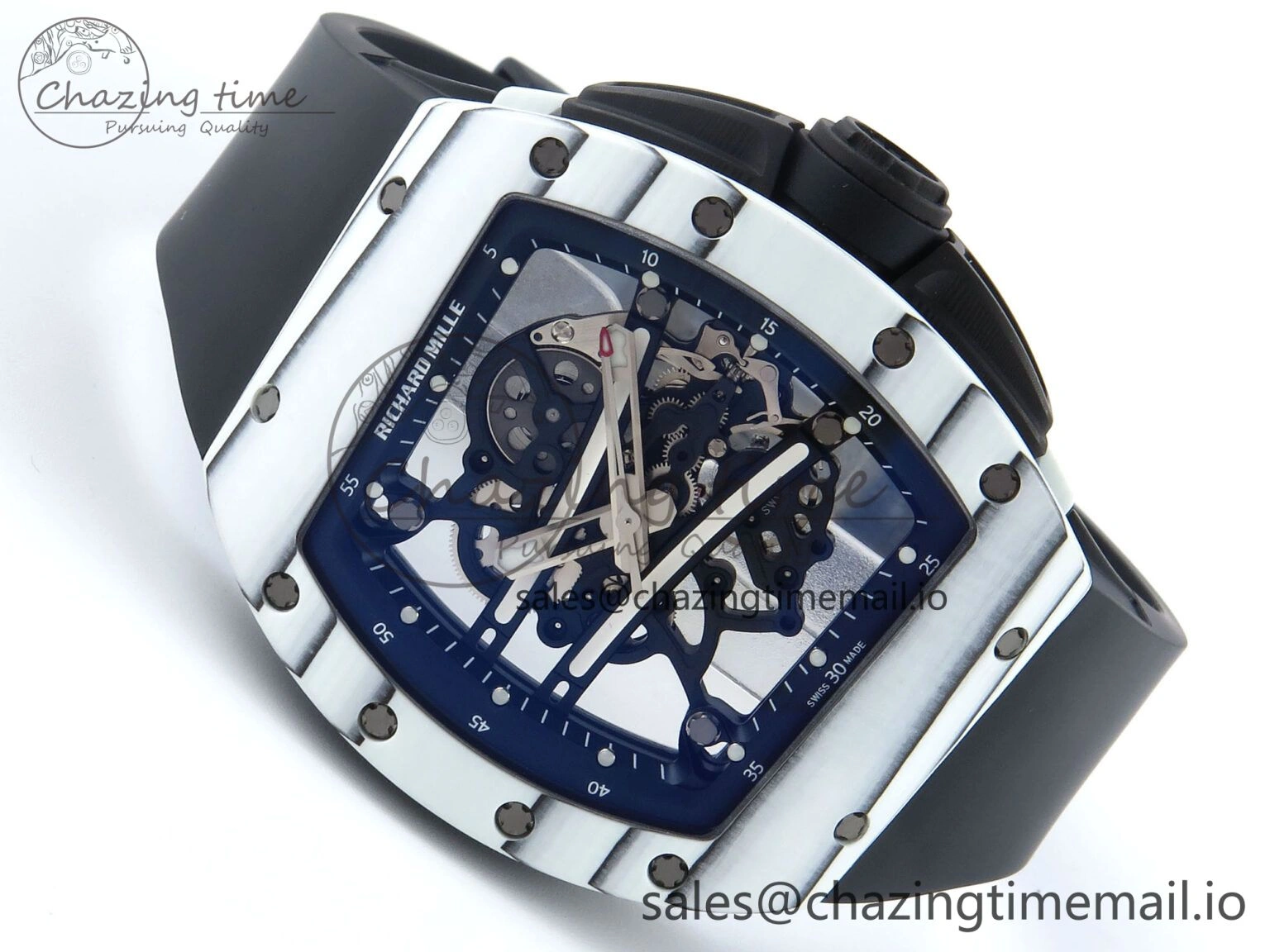 RM 61-01 Yohan Blake White NTPT ZF 1:1 Best Edition on Black Rubber Strap RMUL2 Super Clone