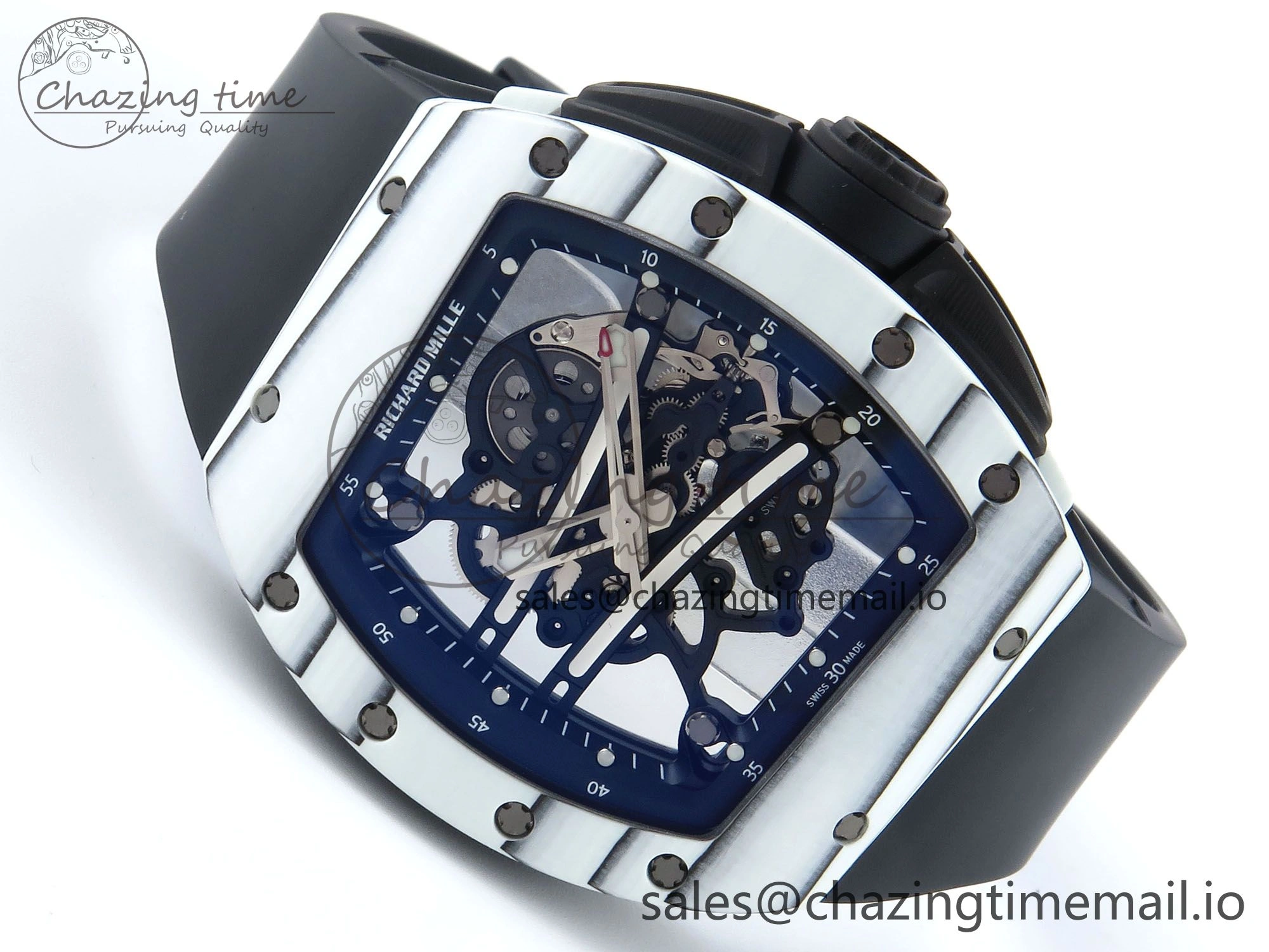 RM 61-01 Yohan Blake White NTPT ZF 1:1 Best Edition on Black Rubber Strap RMUL2 Super Clone