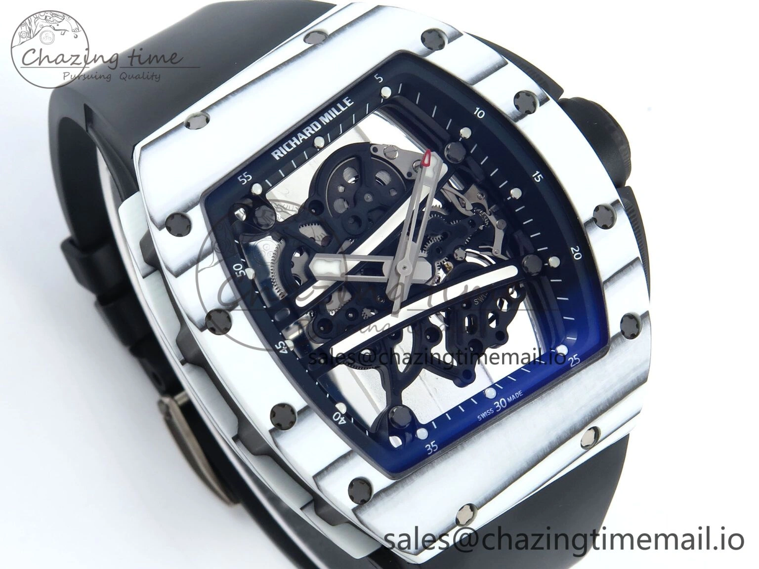 RM 61-01 Yohan Blake White NTPT ZF 1:1 Best Edition on Black Rubber Strap RMUL2 Super Clone