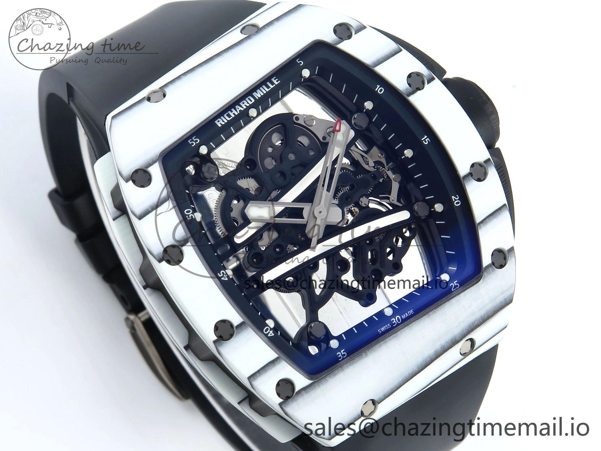 RM 61-01 Yohan Blake White NTPT ZF 1:1 Best Edition on Black Rubber Strap RMUL2 Super Clone