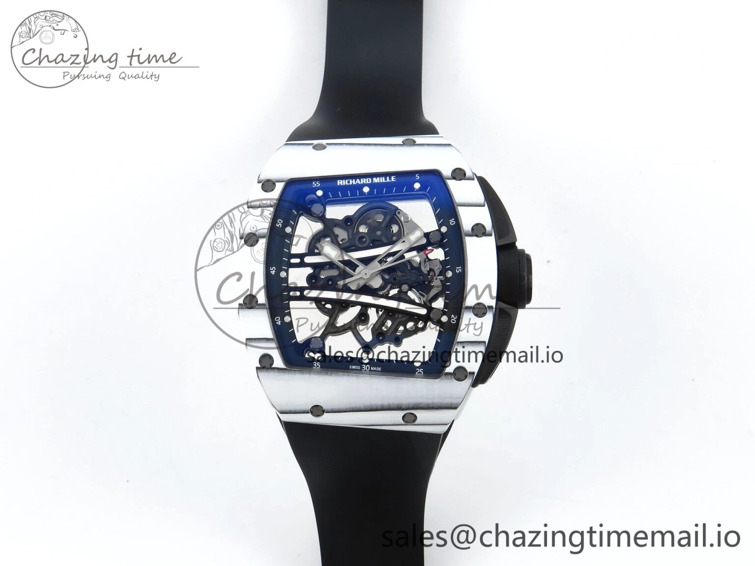 RM 61-01 Yohan Blake White NTPT ZF 1:1 Best Edition on Black Rubber Strap RMUL2 Super Clone