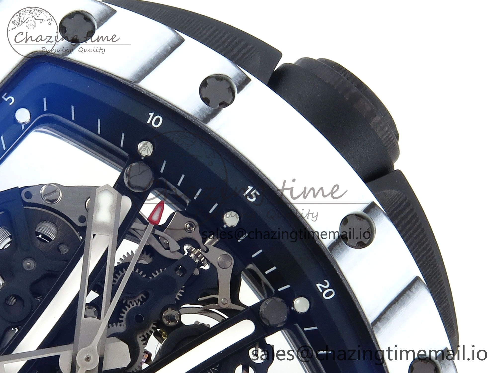 RM 61-01 Yohan Blake White NTPT ZF 1:1 Best Edition on Black Rubber Strap RMUL2 Super Clone