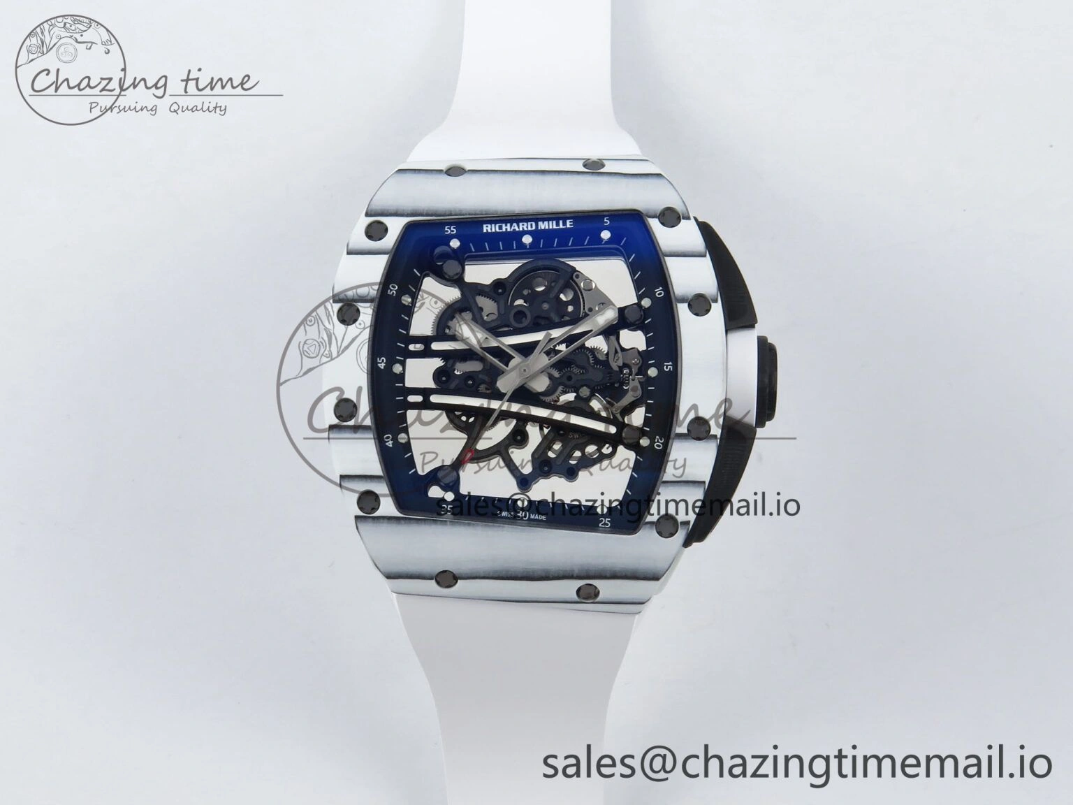 RM 61-01 Yohan White NTPT ZF 1:1 Best Edition on White Rubber Strap RMUL2 Super Clone