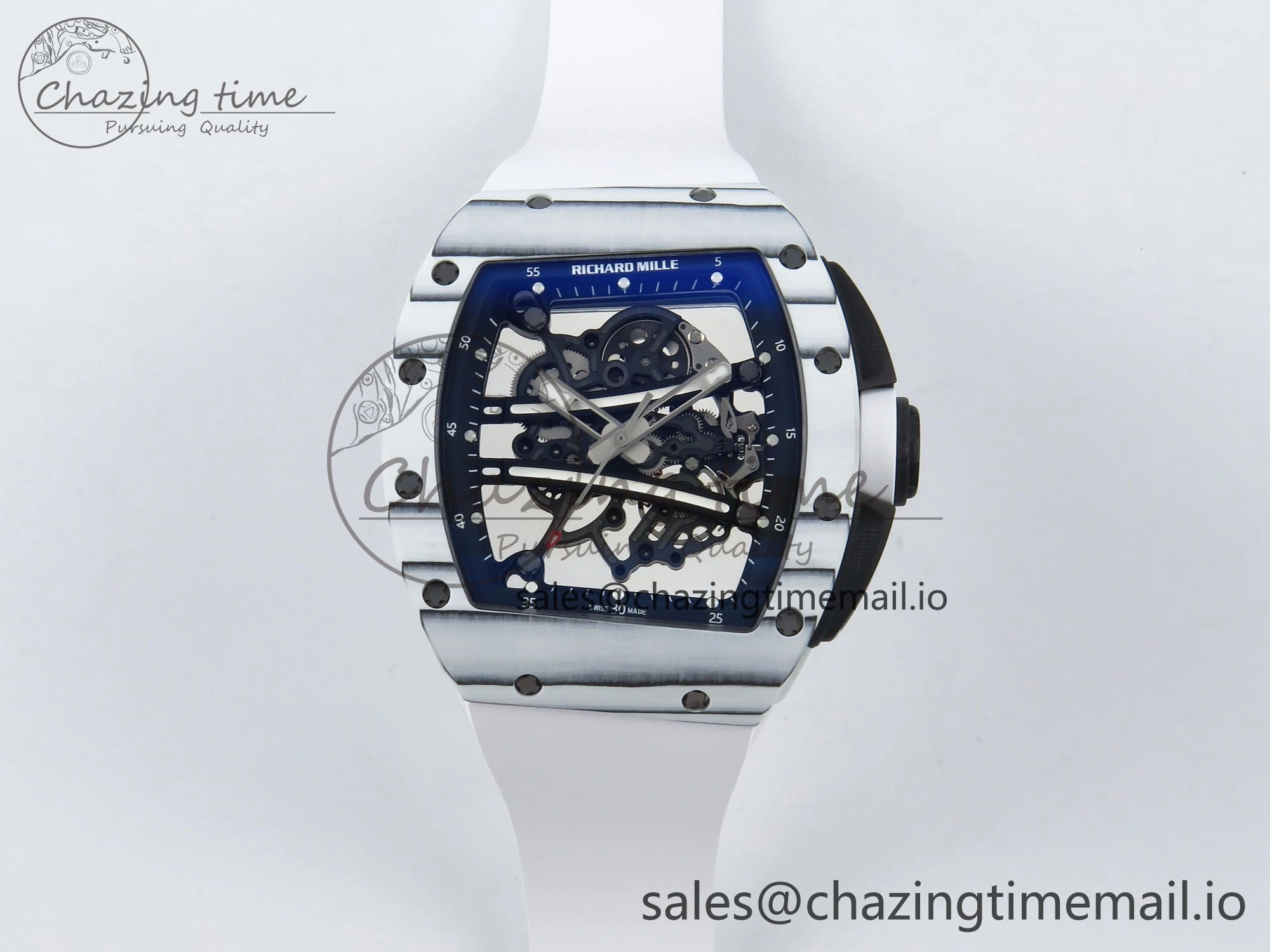 RM 61-01 Yohan White NTPT ZF 1:1 Best Edition on White Rubber Strap RMUL2 Super Clone