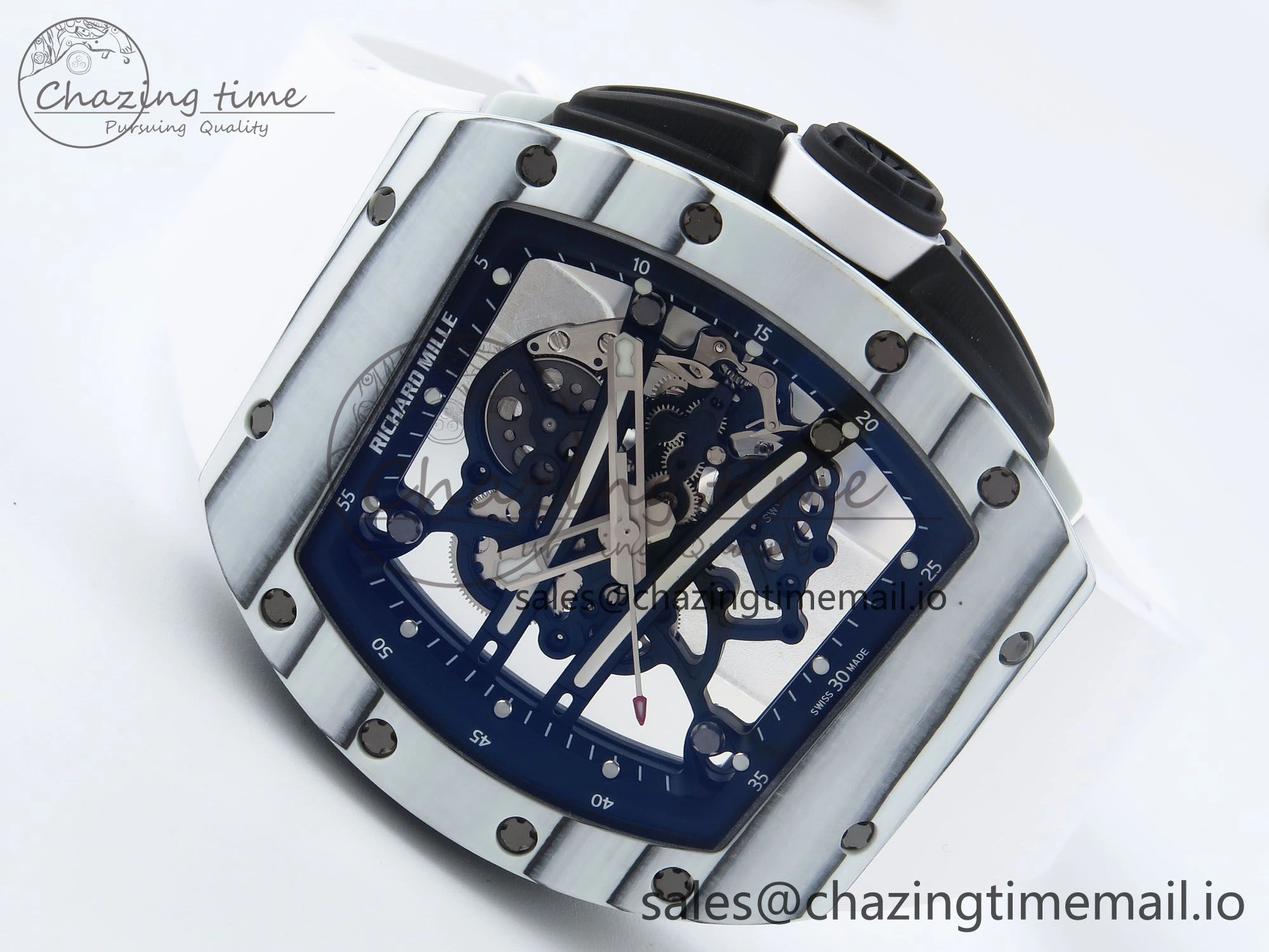 RM 61-01 Yohan White NTPT ZF 1:1 Best Edition on White Rubber Strap RMUL2 Super Clone