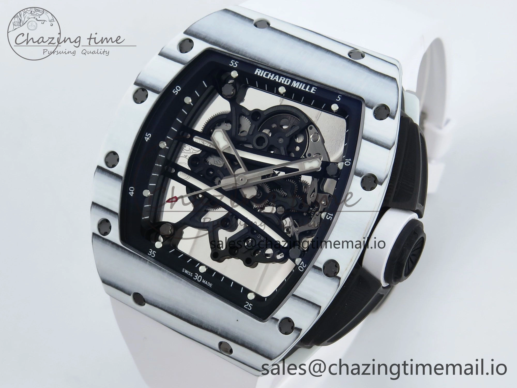 RM 61-01 Yohan White NTPT ZF 1:1 Best Edition on White Rubber Strap RMUL2 Super Clone
