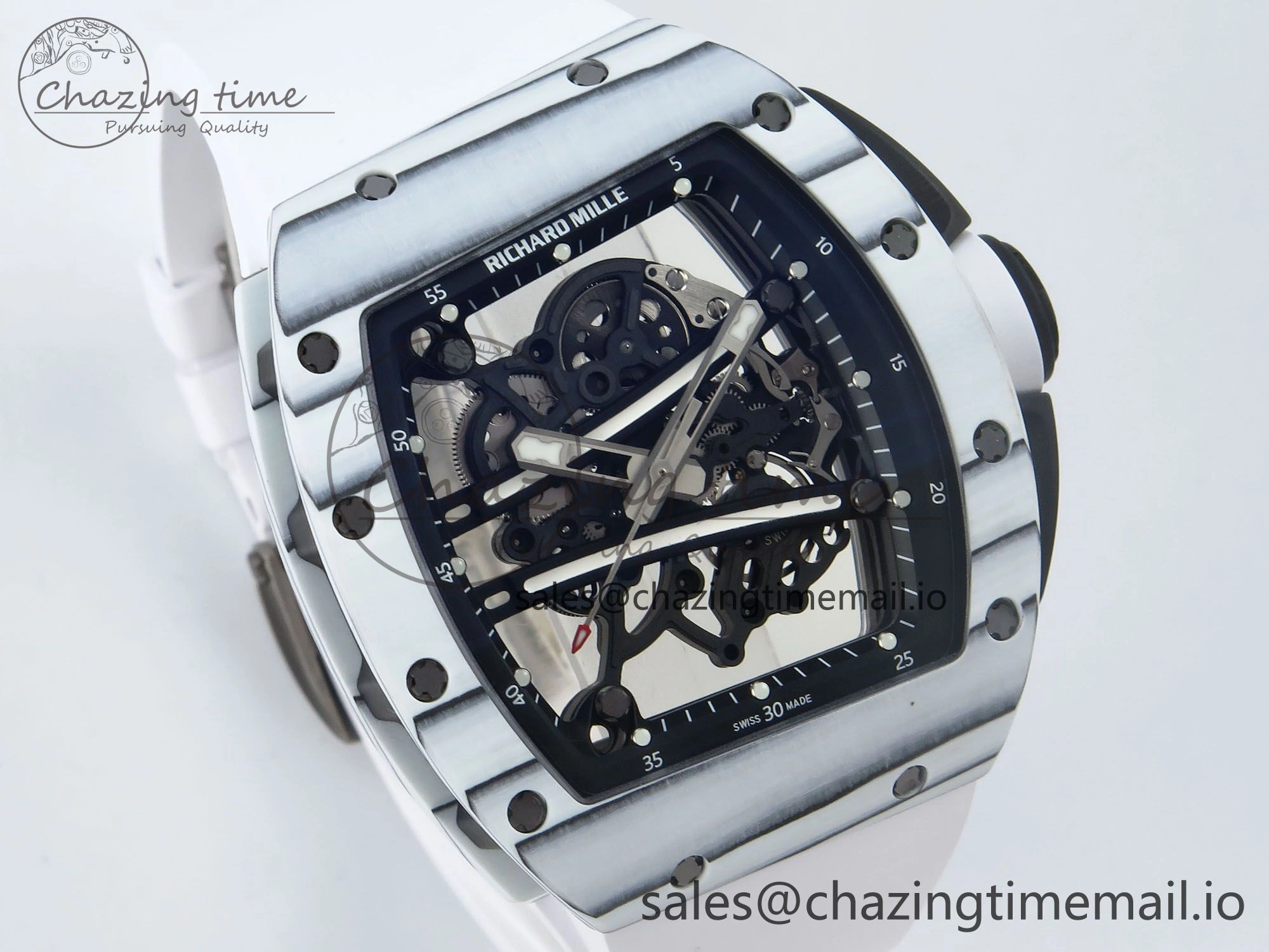 RM 61-01 Yohan White NTPT ZF 1:1 Best Edition on White Rubber Strap RMUL2 Super Clone