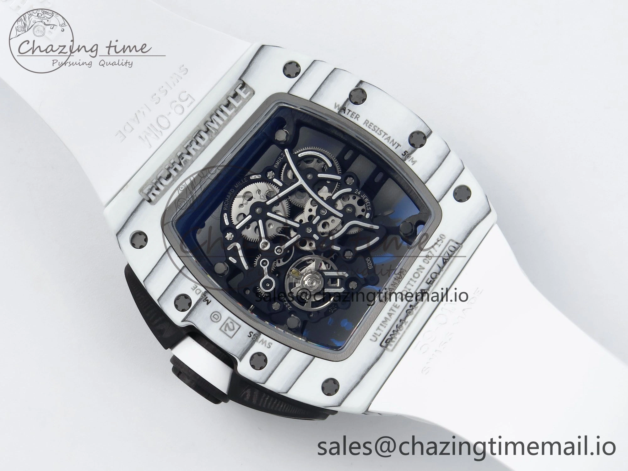 RM 61-01 Yohan White NTPT ZF 1:1 Best Edition on White Rubber Strap RMUL2 Super Clone