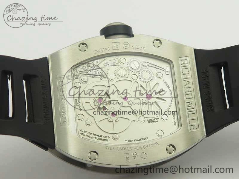 RM001 SS Real PR JBF SS Bezel Skeleton Dial On Rubber Strap Asian Tourbillon