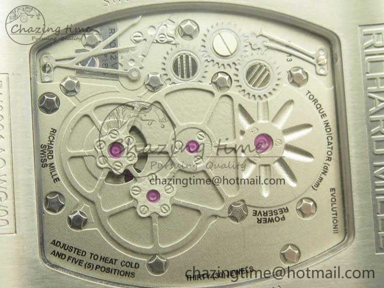 RM001 SS Real PR JBF SS Bezel Skeleton Dial On Rubber Strap Asian Tourbillon
