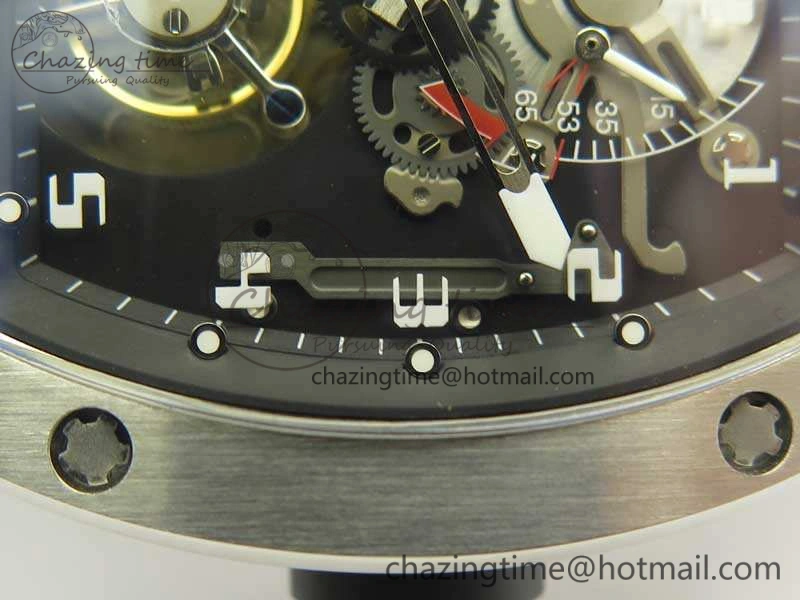 RM001 SS Real PR JBF SS Bezel Skeleton Dial On Rubber Strap Asian Tourbillon