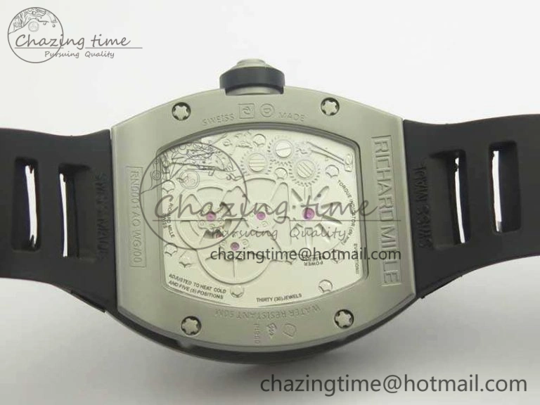 RM001 Satin-Polished Steel Real PR JBF Skeleton Dial On Rubber Strap Asian Tourbillon