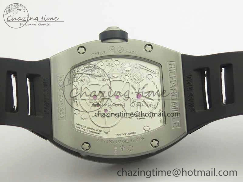 RM001 Satin-Polished Steel Real PR JBF Skeleton Dial On Rubber Strap Asian Tourbillon