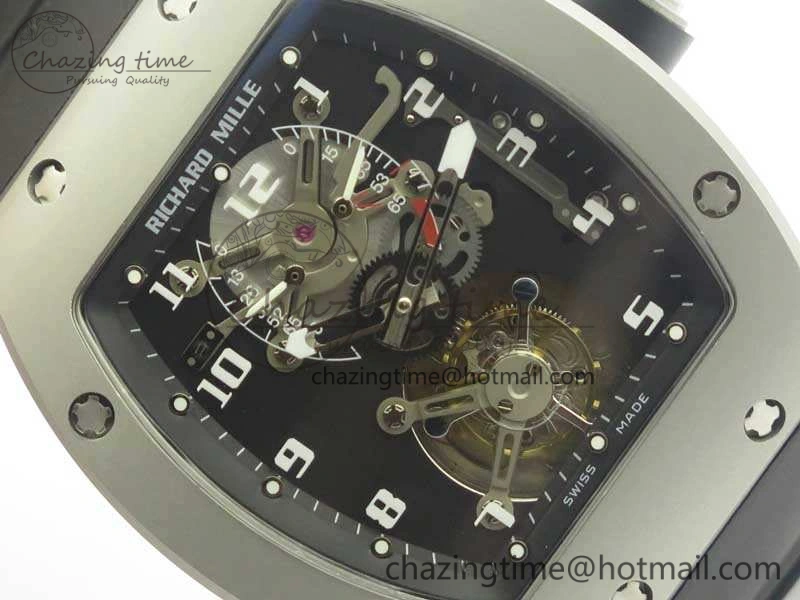 RM001 Satin-Polished Steel Real PR JBF Skeleton Dial On Rubber Strap Asian Tourbillon