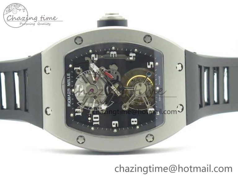 RM001 Satin-Polished Steel Real PR JBF Skeleton Dial On Rubber Strap Asian Tourbillon