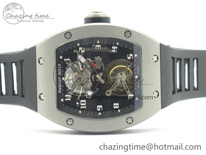 RM001 Satin-Polished Steel Real PR JBF Skeleton Dial On Rubber Strap Asian Tourbillon