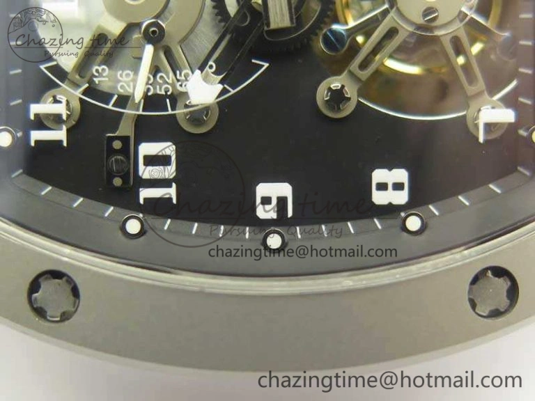 RM001 Satin-Polished Steel Real PR JBF Skeleton Dial On Rubber Strap Asian Tourbillon