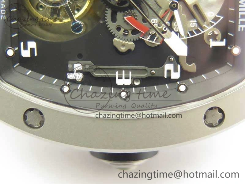 RM001 Satin-Polished Steel Real PR JBF Skeleton Dial On Rubber Strap Asian Tourbillon