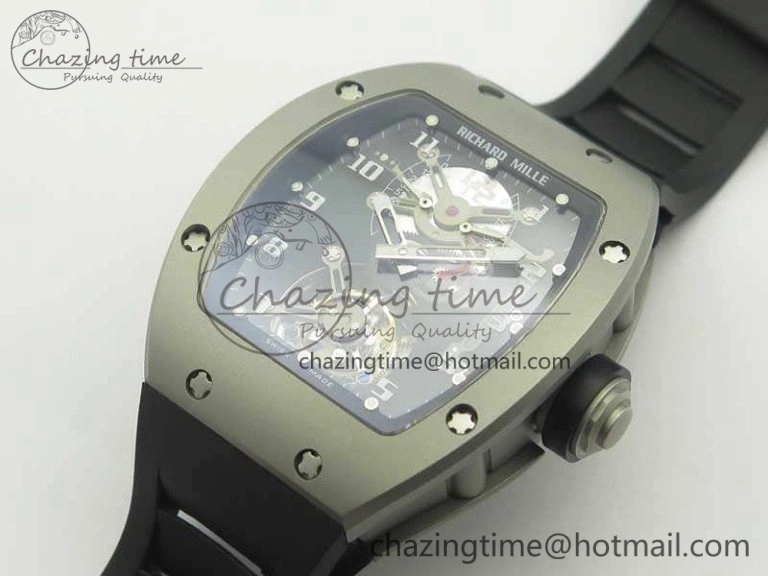 RM001 Satin-Polished Steel Real PR JBF Skeleton Dial On Rubber Strap Asian Tourbillon