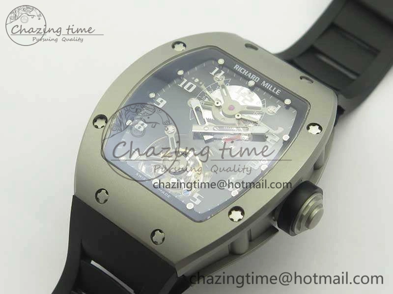 RM001 Satin-Polished Steel Real PR JBF Skeleton Dial On Rubber Strap Asian Tourbillon