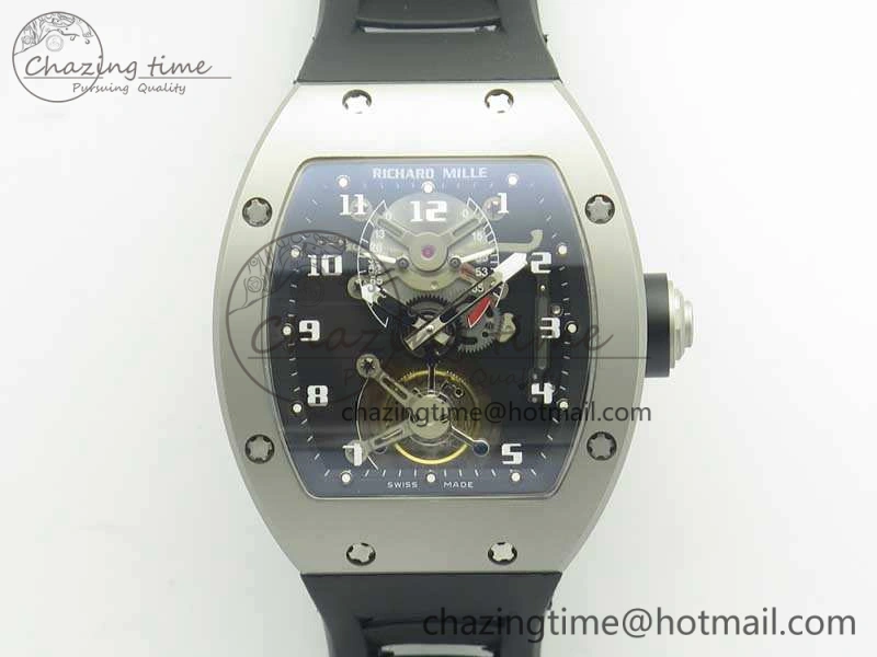 RM001 Satin-Polished Steel Real PR JBF Skeleton Dial On Rubber Strap Asian Tourbillon